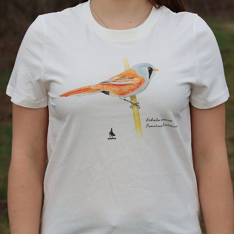 Majica s kratkimi rokavi (bela) - brkata sinica