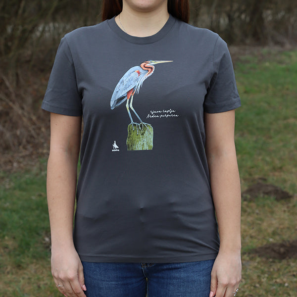 Majica s kratkimi rokavi (siva) - rjava čaplja