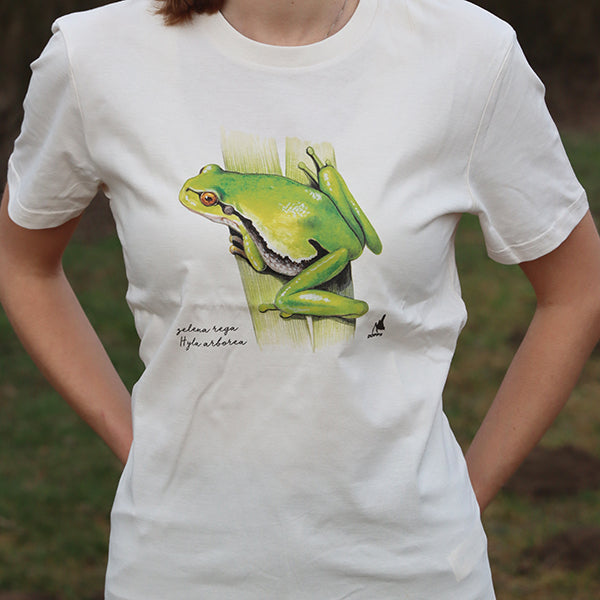 Majica s kratkimi rokavi (bela) - zelena rega